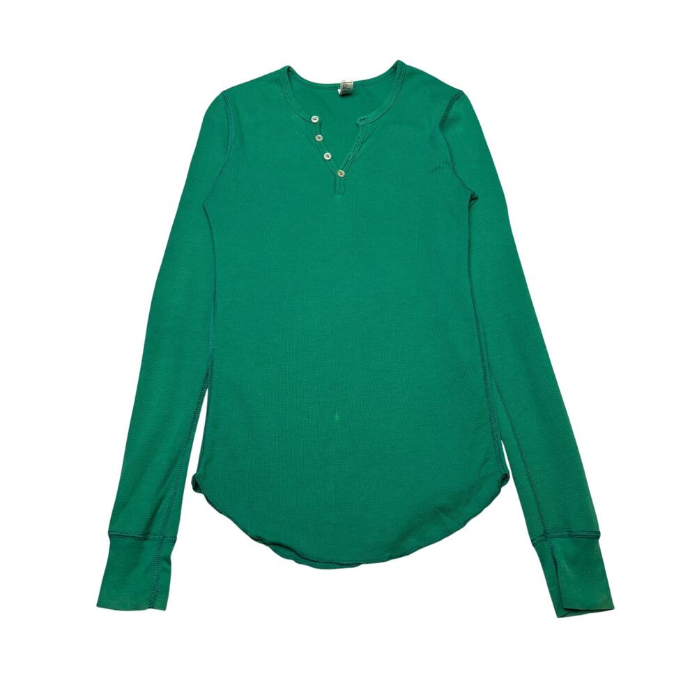 American Apparel Henley Dexter Kill Shirt XS Baby Thermal y2k Green
